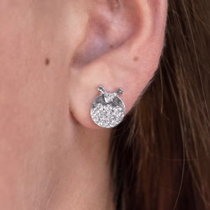 Silver Crystal Christmas Pudding Stud Earrings