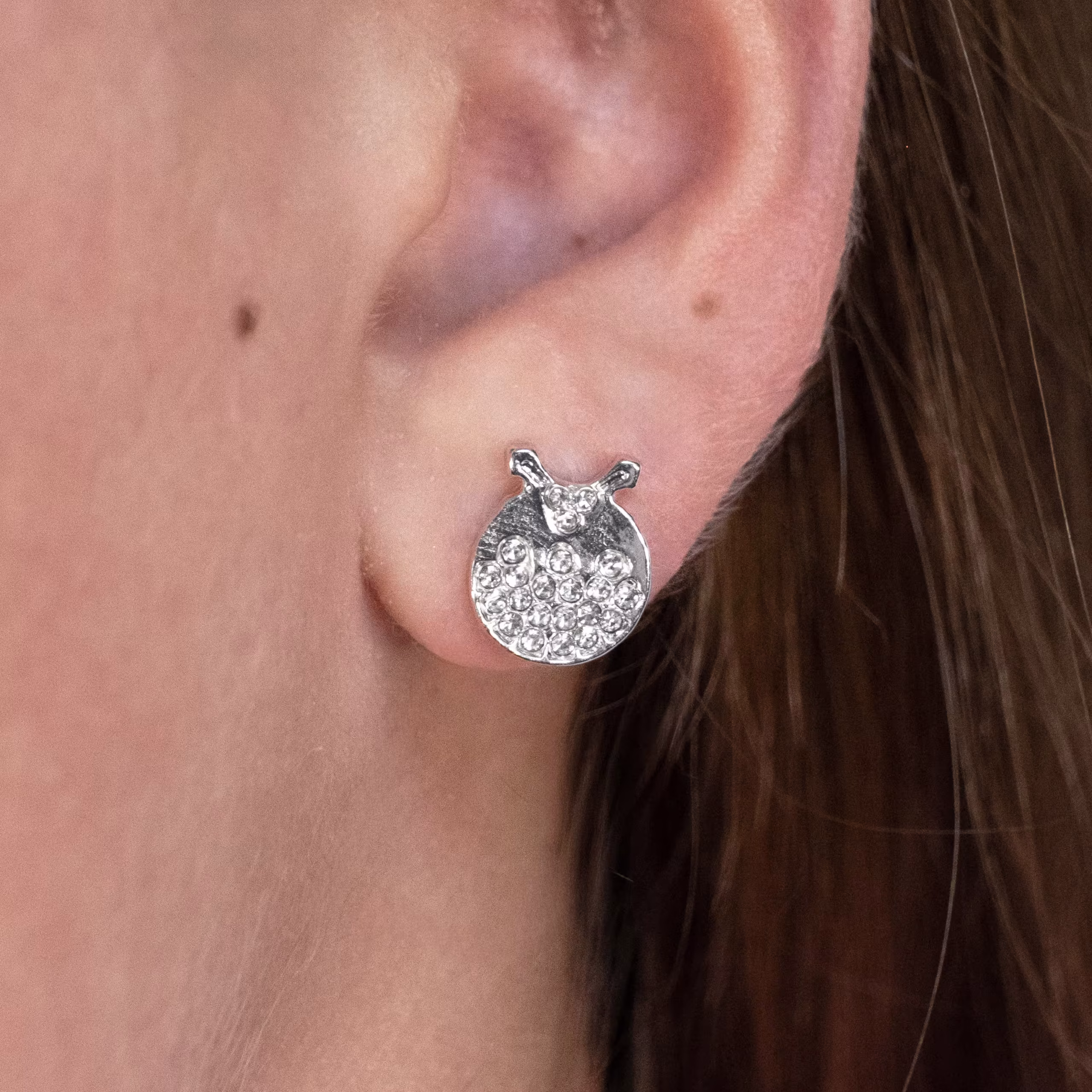 Silver Crystal Christmas Pudding Stud Earrings - Image 2