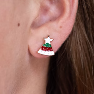 Star Christmas Tree Stud Earrings