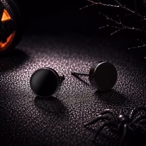 Black Magic Round Stud Earrings