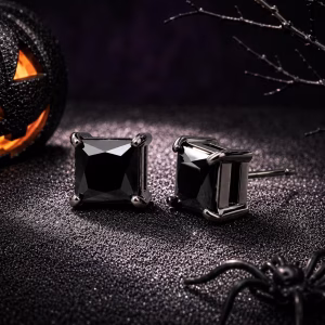 Black Spell Square Stud Earrings