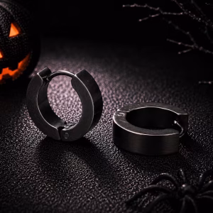 Midnight Black Huggie Hoop Earrings