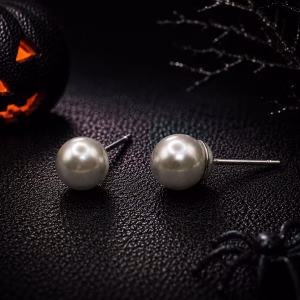Moonlit Pearl Stud Earrings