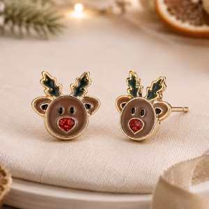 Reindeer Face Stud Earrings