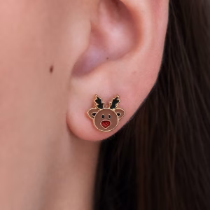 Reindeer Face Stud Earrings