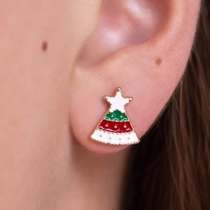 Star Christmas Tree Stud Earrings